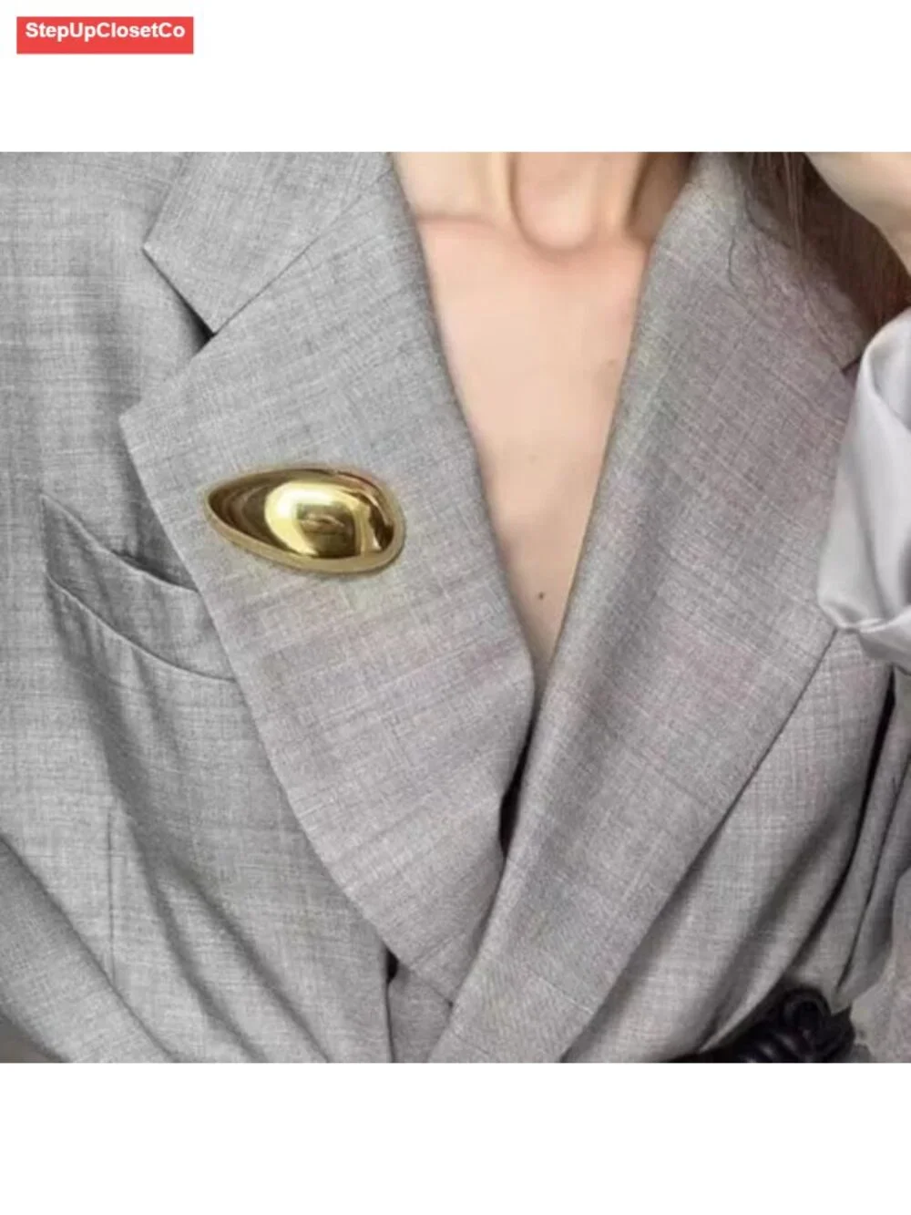 Geometric Teardrop Brooch Pin Women Alloy Metal Jewelry Gift